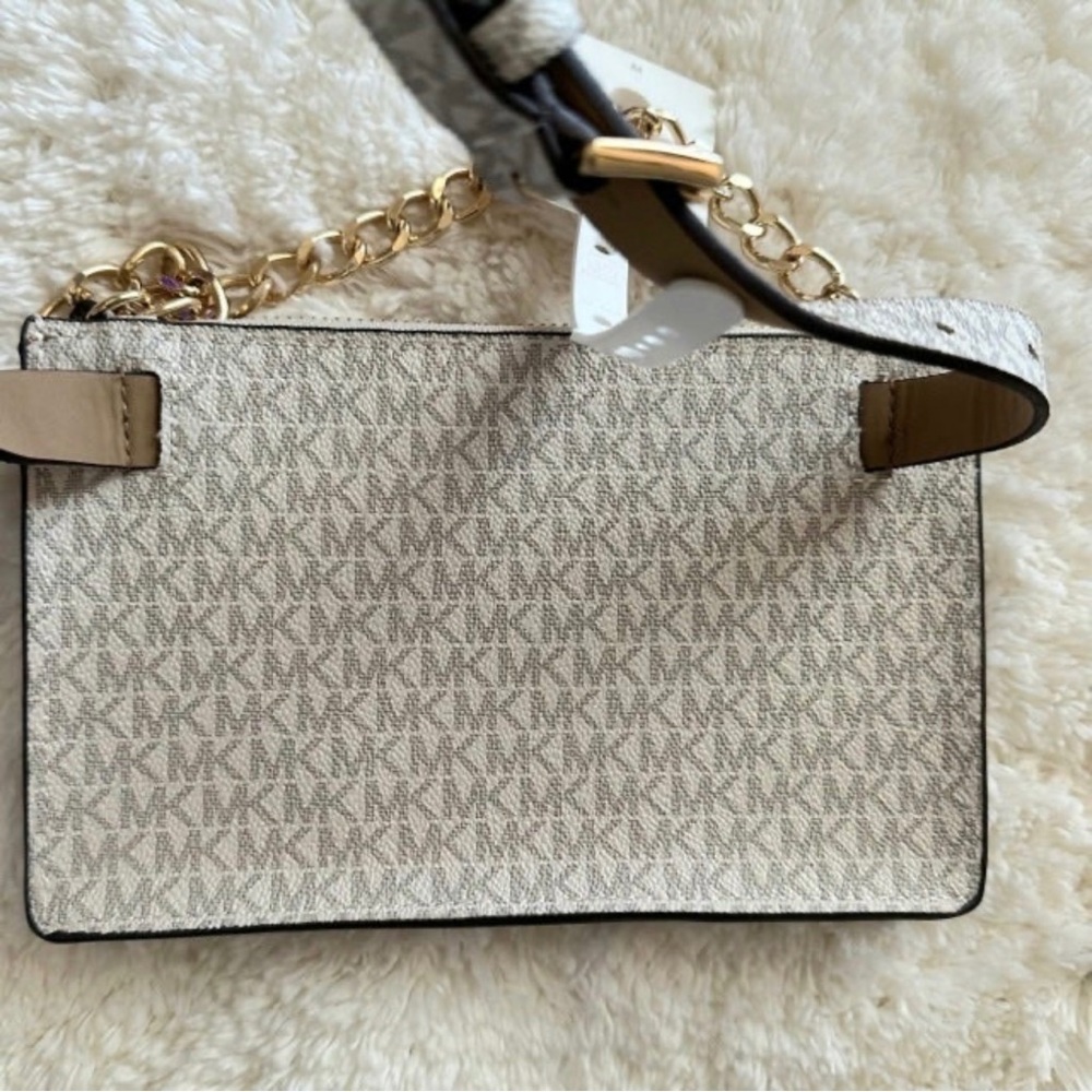 Michael Kors Pouch Belt w/Attachable Gold Chain New Designer - Picture 2 of 8